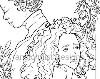 PDF Coloring Page Mother and Daughter Togetherness