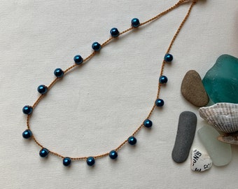 Royal Blue and Copper Necklace, Metal Free