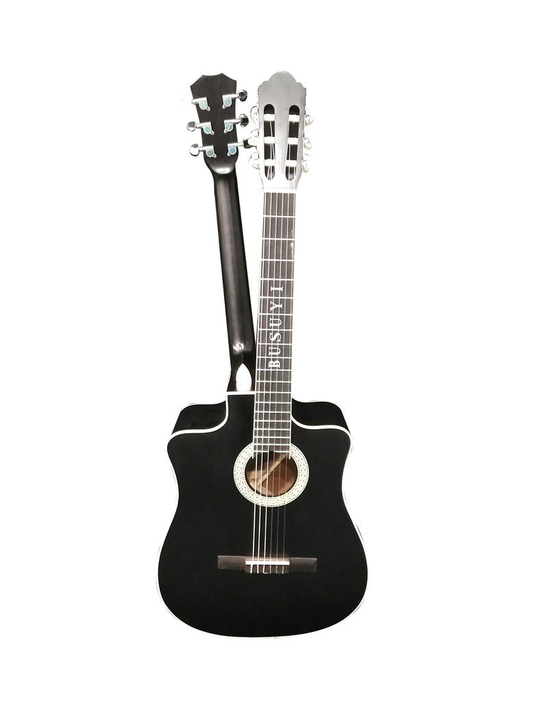 Acoustic Double Sided 6 String / 6 String Classical Combo 2020 Busuyi Guitar with XLR Black