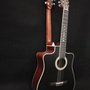 Acoustic Double Sided 6 String / 6 String Classical Combo 2020 Busuyi Guitar with XLR Black Brown