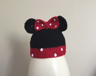 Mini mouse handmade crochet baby hat/ beanie
