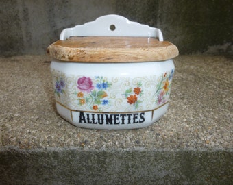 Ancienne boites d'Allumettes Porcelaine de Limoges décor Fleurs