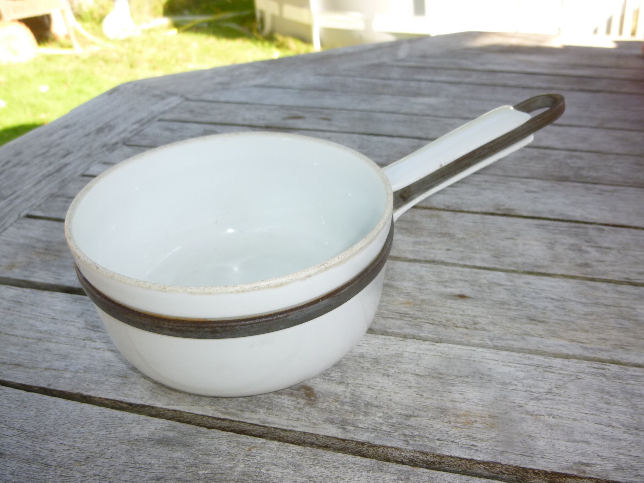 Ancienne Petite Casserole Porcelaine Limoges Aluminite Frugier