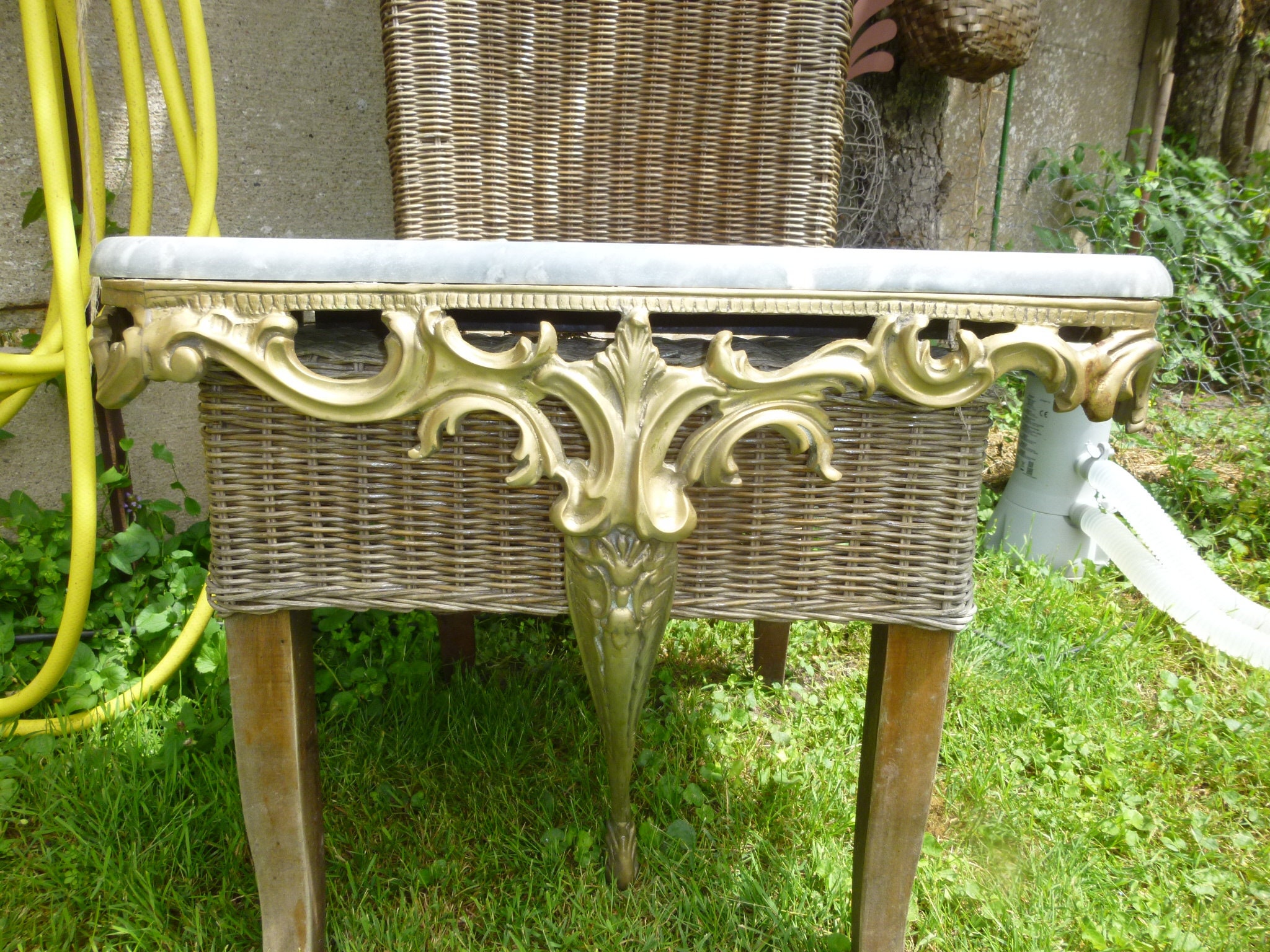 Ancienne Sellette Murale Bronze & Marbre 11Kg