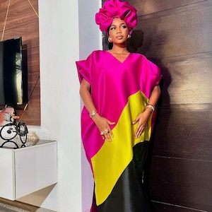 Trendy African Ankara Boubou Dress with side pockets, trendy African style, classy Mikado dresses, African Women, Ankara African Kaftan fall