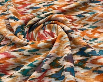 Orange Mix Printed Chiffon Dress Fabric