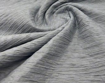 Grey Detailed Crinkled Lightweight Non Stretch Fabric
