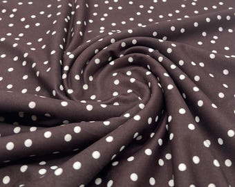 Brown Polka Stretch Jersey 220GSM 4 Way Stretch Fabric