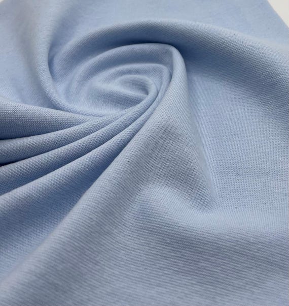 Light Blue Jersey Cuffing Ribbing Fabric 270 GSM Cotton Knit 70cm