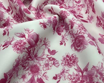 Pink Flower Scuba Foam 3D Mono Jersey Fabric 2 Way Stretch