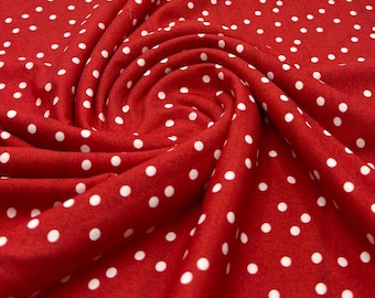 Red Polka Stretch Jersey 220GSM 4 Way Stretch Fabric (Slightly Faulty)