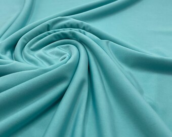 Aqua Blue Plain Shiny Soft Touch Slinky 4 Way Stretch Fabric