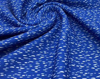 Blue White Print Lightweight Crepe Fabric 110GSM Non Stretch