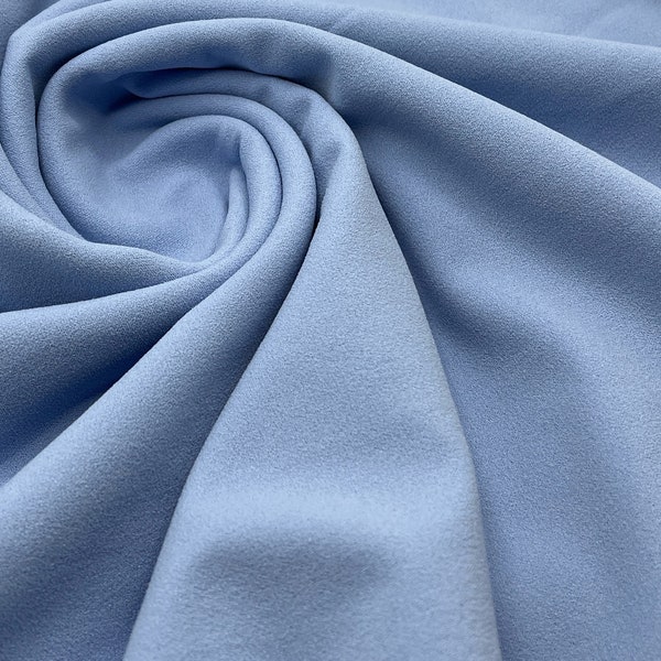 Scuba Crepe Fabric Stretch Jersey,  Plain Baby Blue
