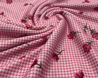 Pink Flower Floral Lightweight Stretch Fabric