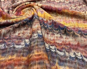 Feather Colourful Stripe Print Mesh Fabric Stretch
