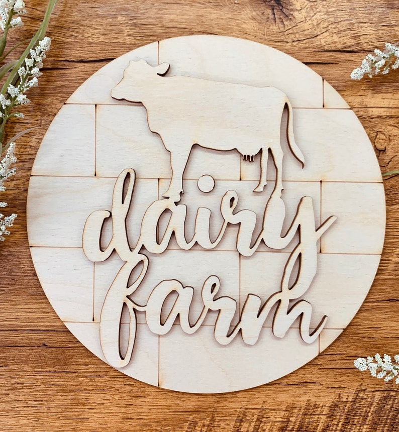 DIY Kits for Adults Laser Cut Wood Dairy Farm Sign, Wood Cutouts, Ready