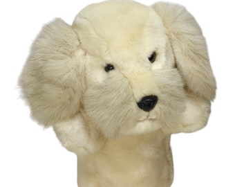 Vintage 24K Polar Puff Special Effects Hand Puppet 1985 Dog Puppy Gold Label 4694 Mighty Star Made in Korea Plush