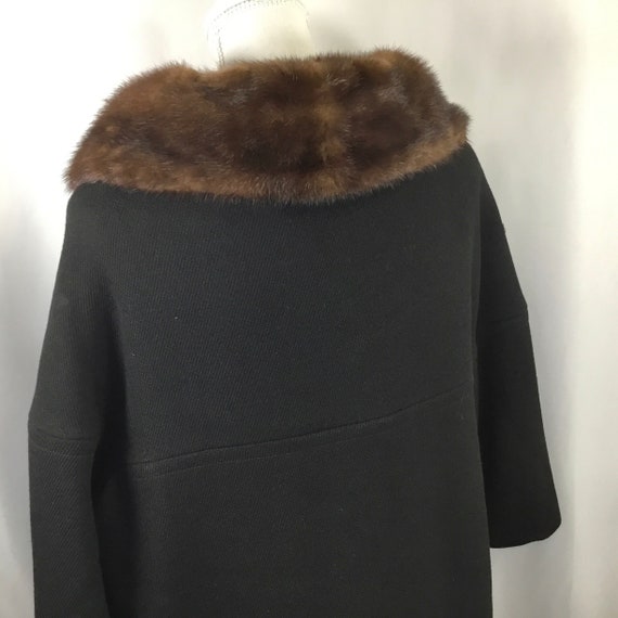 Vintage Womens Coat Mink Collar Black 3/4 Sleeve … - image 6