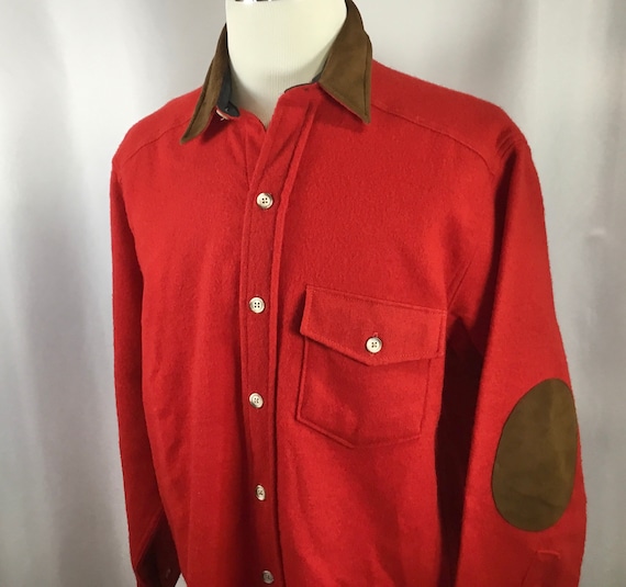 Vtg Woolrich Wool Shirt Jacket Elbow 