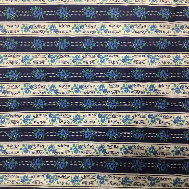 Prequilted Double Sided Fabric Floral Print 1.25 Yard Blue Etsy