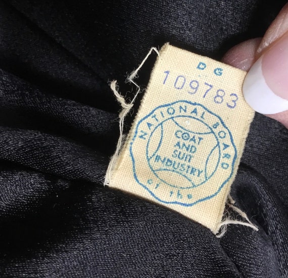 Vintage Womens Coat Mink Collar Black 3/4 Sleeve … - image 9
