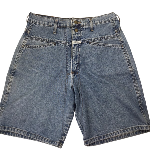 Vintage 90s Marithe Francois Girbaud Denim Jean Shorts Tamaño 18 Azul Cintura Alta Cintura Cintura 90's 1990's Tapered Baggy Drop Cintura