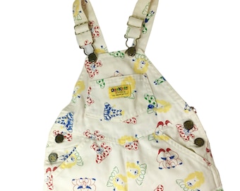 Vintage Oshkosh B'Gosh Vestbak Bib Overalls 18 months USA Cotton Zebra Lion Bibs