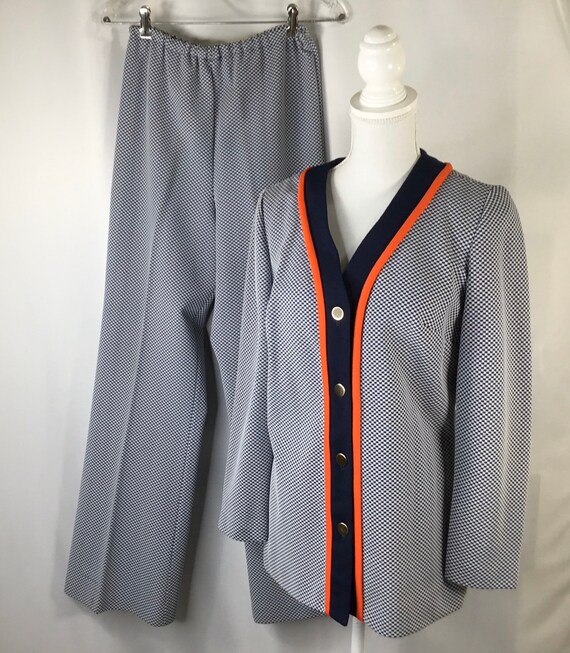Vintage Pantsuit~Women's~Polyester Knit~Jacket~Pan