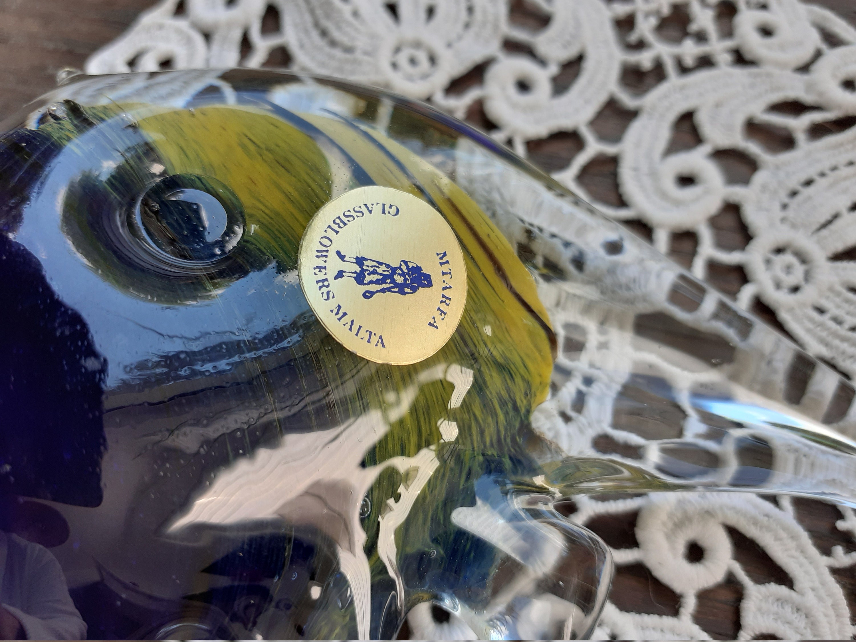 Mtarfa Glassfish Paperweight Glassblowers Malta 70s 80s Etsy España