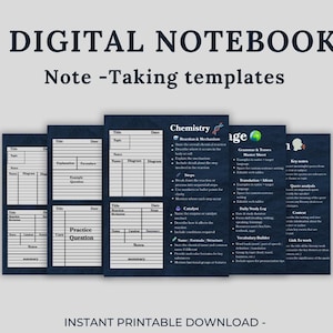Student Digital Notebook, Minimalist Note Paper Hyperlinked Notetaking Study Templates, Notepad Goodnotes Notability iPad College Academic