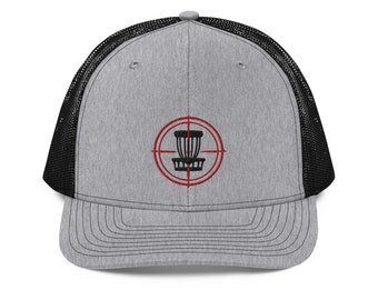 Disc Golf Trucker Hat – Sharp Shooter Baseball Cap with Basket Embroidery, Funny Disc Golf Gift, Frisbee Golf Cap for Men & Women
