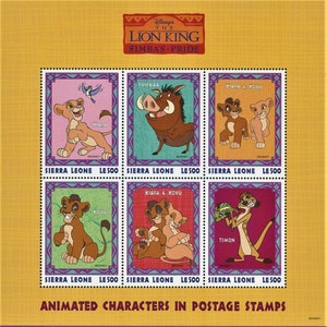 Disney 1998 Sierra Leone Set 2 Bögen mit 6 Briefmarken & 2 Blocks Scott #2124-7 MNH Zeichentrickfilm König der Löwen 2 Simba&#39;s Pride
