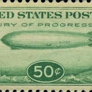 Sello postal Scott n.° C-18 de correo aéreo de Estados Unidos de 1933 de gran valor, muy fino, original, sin usar, edición del siglo del progreso de Graf Zeppelin "Baby"