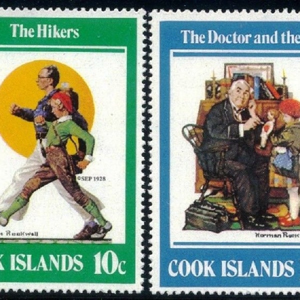 Cook Islands 1982 Set of 4 Postage Stamps Scott #683-86 MNH Paying hommage to life of artist Norman Rockwell