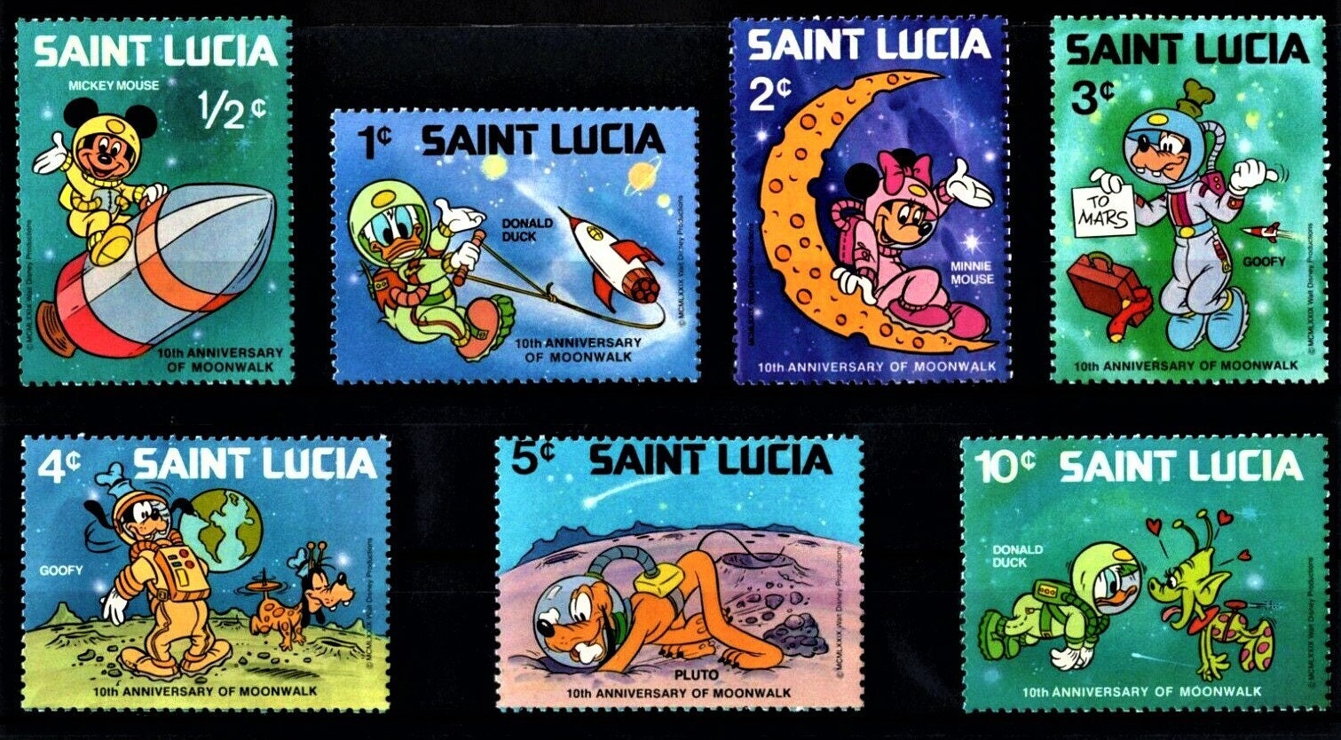 Anguilla Disney Stamps Olympics Los Angeles Decathlon Complete Set MNH VF