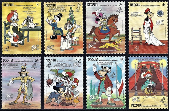 ディズニー 高額ベキア 1989年セット 切手8枚と記念シート2枚 スコット