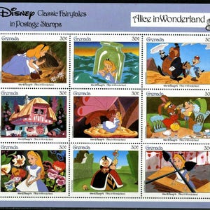 Grenada 1987 Disney Zestaw 6 Arkuszy po 9 Scott #1540-45 MNH Alicja w Krainie Czarów-Kopciuszek-Piotruś Pan-Pinokio-Śpiąca Królewna-Królewna Śnieżka
