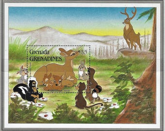 Disney 1988 Grenada Grenadines 6 souvenir sheets Scott #992-7 MNH Bambi-Fox and the Hound-101 Dalmatians-Dumbo-Lady and the Tramp-Aristocats
