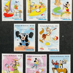 Disney Antigua i Barbuda 1992 zestaw 8 znaczków i 4 arkusze pamiątkowe Scott #1529-40 MNH kreskówka Myszka Miki i przyjaciele Igrzyska Olimpijskie w Barcelonie