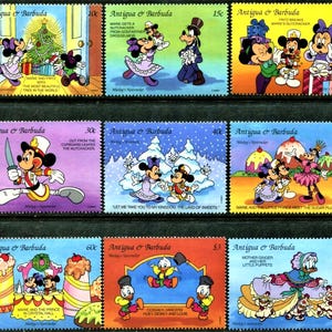 Disney Antigua i Barbuda 1993 zestaw 2 arkuszy pamiątkowych i 9 znaczków pocztowych Scott #1742-52 MNH kreskówka wersja Myszki Miki Dziadek do orzechów