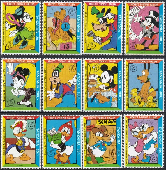 ディズニー 1992 タンザニア 切手 12 枚と記念シート 3 枚セット