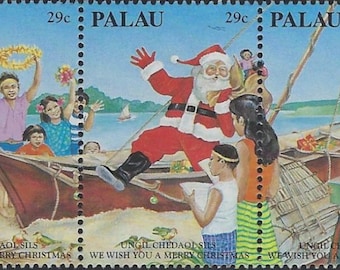 Palau Christmas strips of 5 MNH various years