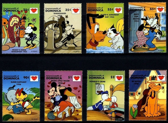 ディズニー切手：1997年 ドミニカ共和国「キスで封印」セット - Etsy 日本