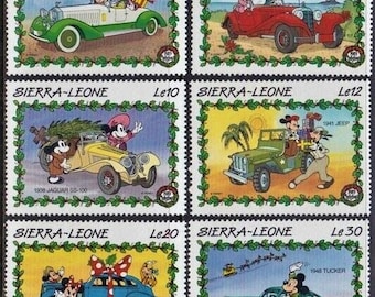 Disney Sierra Leone Christmas Stamps, Antique Automobiles (1989)