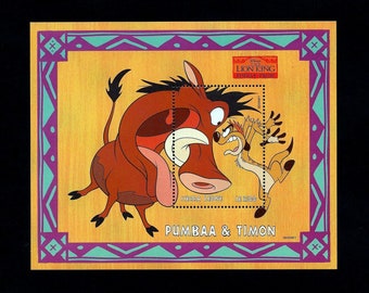 RARE HIGH VALUE Disney Lion King 2 Sierra Leone 1998 #1 of 2 Souvenir Sheets Postage Scott #2126 Mint animation Timon and Pumbaa