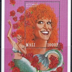 Bette Midler Mali 1995 souvenir sheet postage Scott #730 MNH Female Stars of Rock and Roll