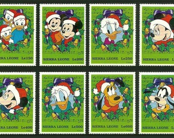 Sierra Leona 1997-8 Disney Navidad 2 Mini y hojas de recuerdo 1 juego sobreimpreso y juego de 8 sellos Scott #2069-79//2117-9 MNH Mickey's 70th