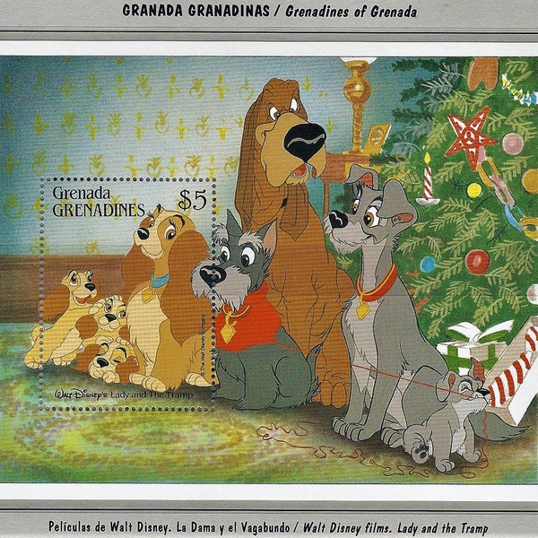 Disney Grenada Grenadines 1988 Scott #996 souvenir sheet postage stamps MNH movie cartoon animation Lady and the Tramp dogs puppies