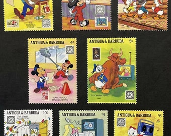 ディズニー アンティグア・バーブーダ 1989 年セット 切手 8 枚と記念